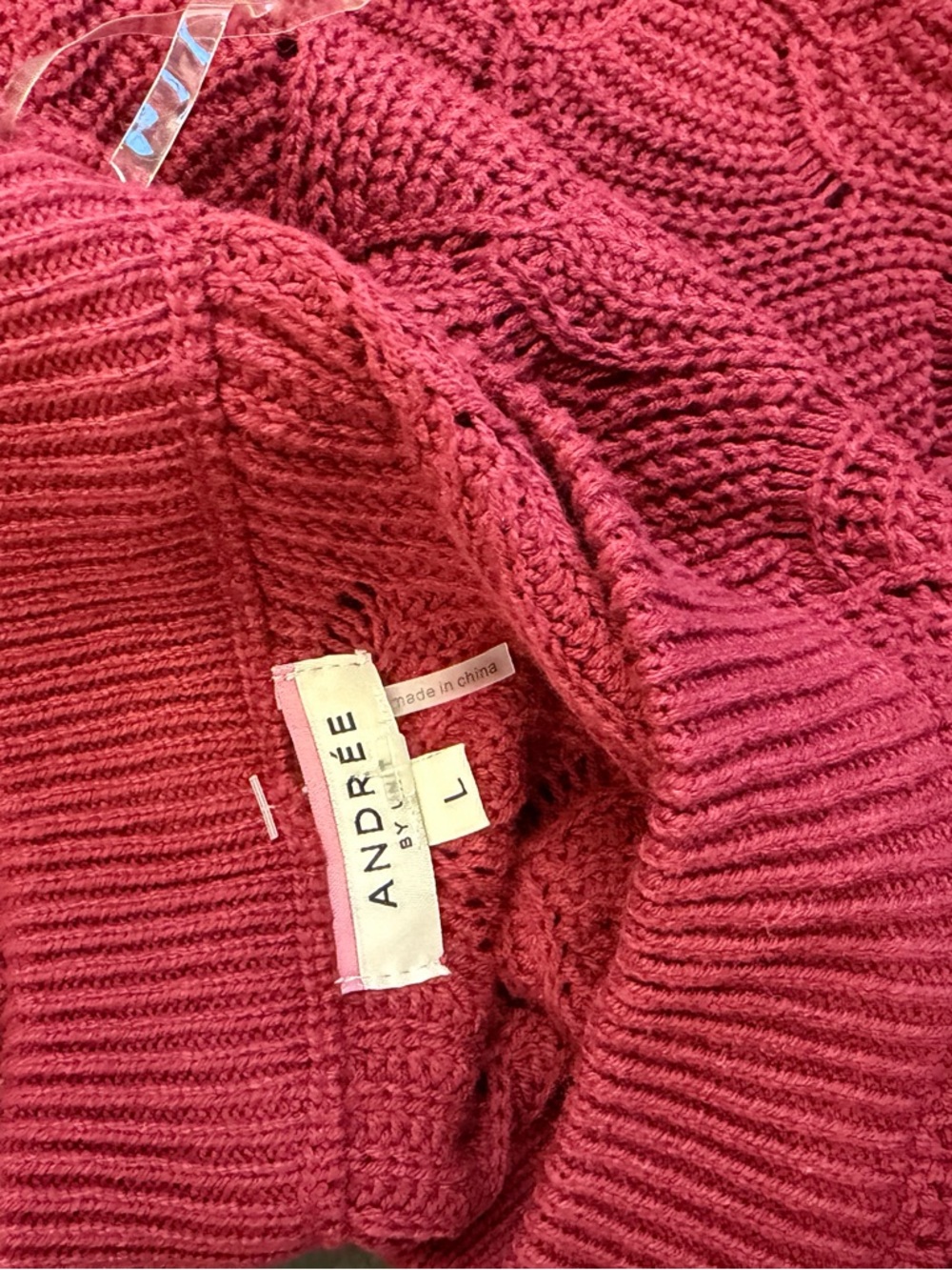 ANDREE BY UNIT Raspberry Textured Knit Sweater - Picture 3 of 4